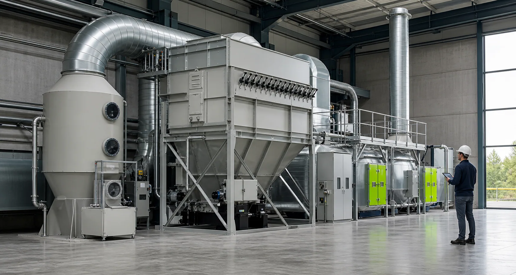 Chaîne industrielle d’épuration d’un rejet d’air